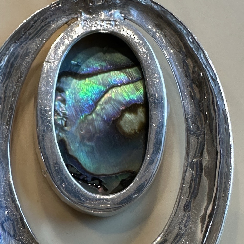 Collins Fine Jewelry CFG Pendant Necklace 16 Inch Abalone 925 Sterling 11.4g - Picture 4 of 12